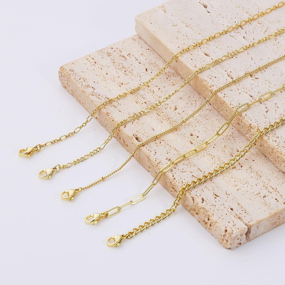 Women's 5Pcs Gold Bracelets for Waterproof, 14K Gold Plated Jewelry Sets Trendy - Picture 7 of 8